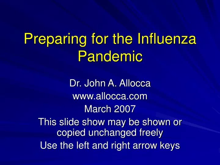 preparing for the influenza pandemic