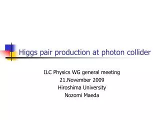 Higgs pair production at photon collider
