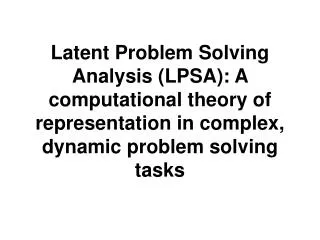 Complex problem solving (CPS) definition