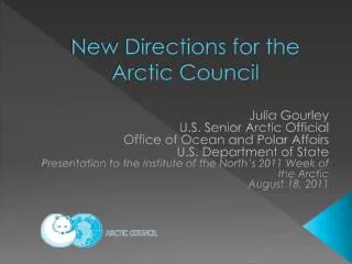 New Directions for the Arctic Council