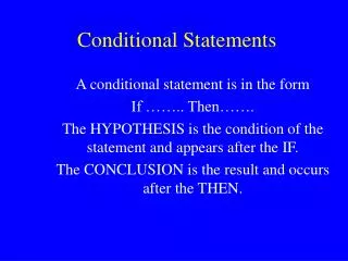 Conditional Statements