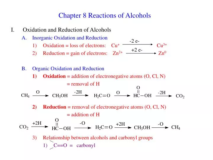 chapter 8 reactions of alcohols