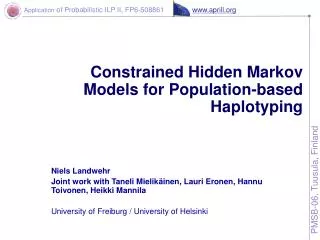 Constrained Hidden Markov Models for Population-based Haplotyping