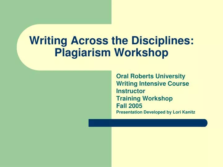 writing across the disciplines plagiarism workshop