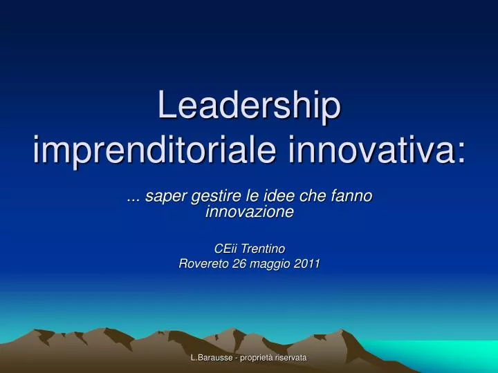 leadership imprenditoriale innovativa