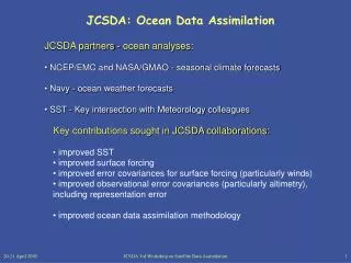 JCSDA: Ocean Data Assimilation