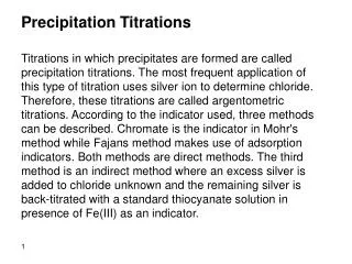 Precipitation Titrations
