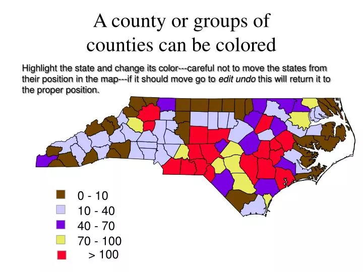 a county or groups of counties can be colored