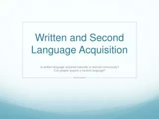 written and second language acquisition