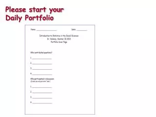 Please start your Daily Portfolio