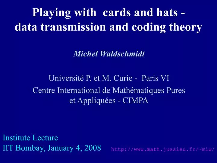 playing with cards and hats data transmission and coding theory