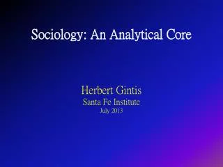 Sociology: An Analytical Core