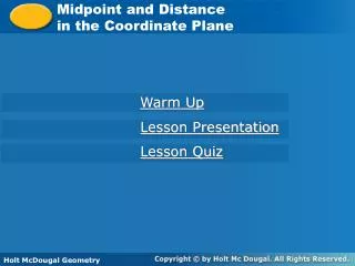 Midpoint and Distance in the Coordinate Plane