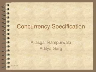 Concurrency Specification