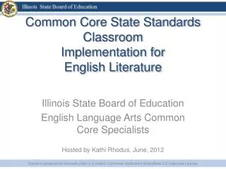 Common Core State Standards Classroom Implementation for English Literature