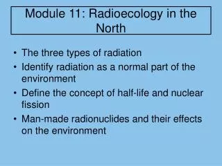 Module 11: Radioecology in the North