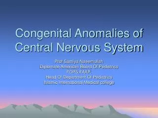 Congenital Anomalies of Central Nervous System
