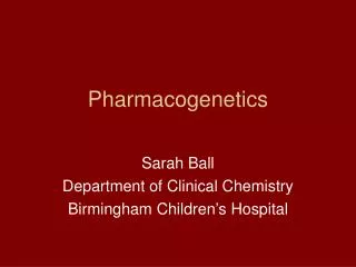 Pharmacogenetics