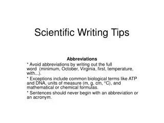 Scientific Writing Tips