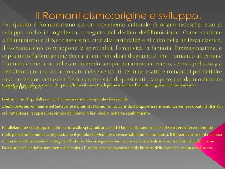 il romanticismo origine e sviluppo