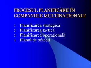 procesul planific rii n companiile multina ionale