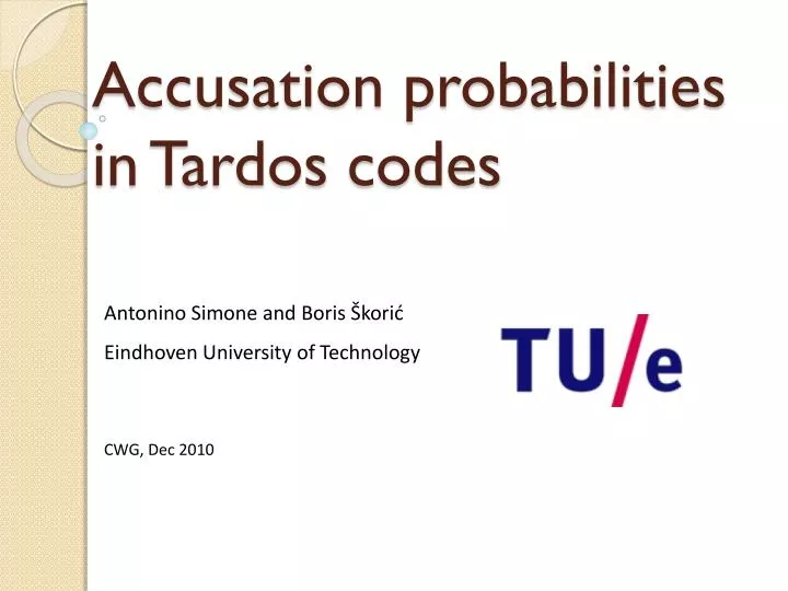 accusation probabilities in tardos codes