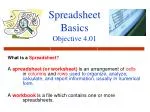 Spreadsheet Basics Objective 4.01 - slide 1