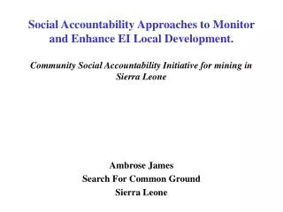 Ambrose James Search For Common Ground Sierra Leone