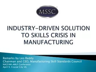 INDUSTRY-DRIVEN SOLUTION TO SKILLS CRISIS IN MANUFACTURING