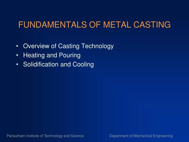 fundamentals of metal casting