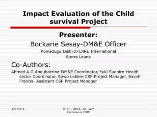 Impact Evaluation of the Child survival Project