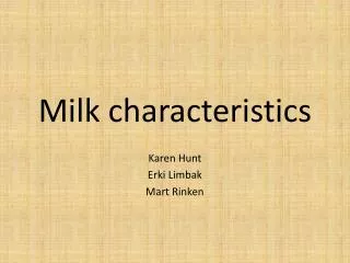 Milk characteristics