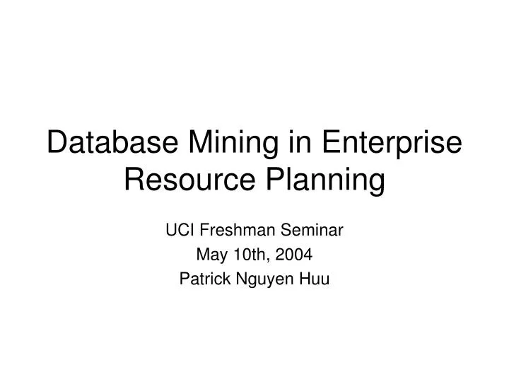 database mining in enterprise resource planning