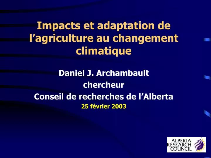 impacts et adaptation de l agriculture au changement climatique