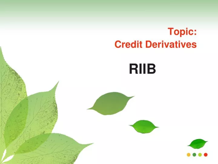 topic credit derivatives
