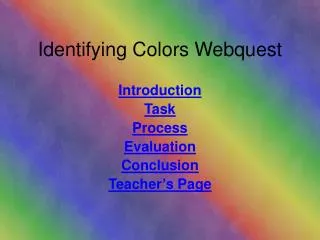 Identifying Colors Webquest