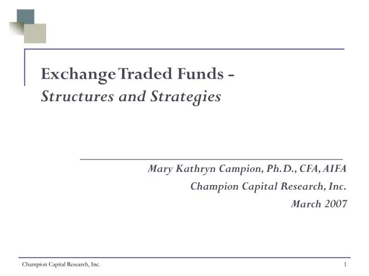 exchange traded funds structures and strategies