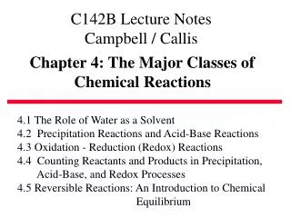 Chapter 4: The Major Classes of Chemical Reactions