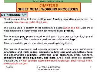 CHAPTER 6 SHEET METAL WORKING PROCESSES