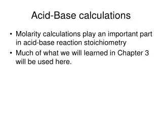 Acid-Base calculations