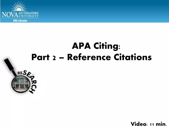 PPT - APA Part 2 – Reference Citations PowerPoint Presentation, free ...
