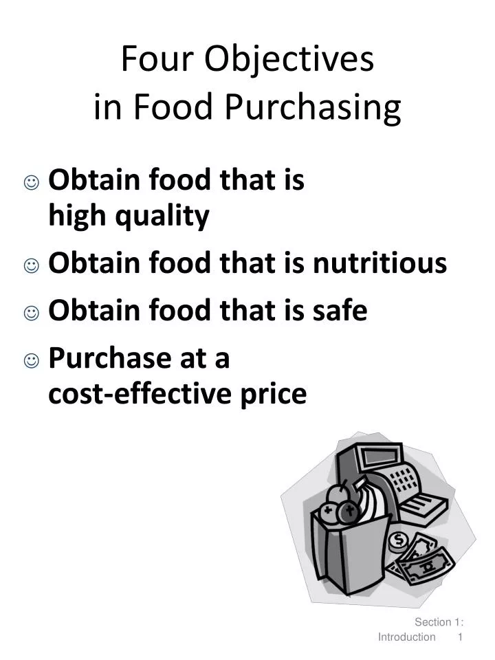 four objectives in food purchasing