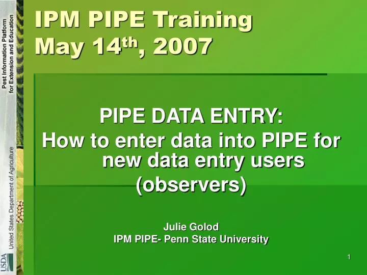 ipm pipe training may 14 th 2007