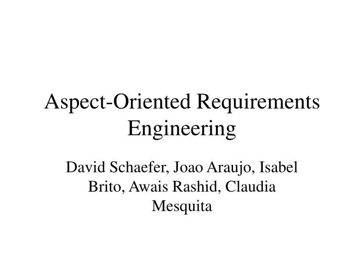 aspect oriented requirements engineering