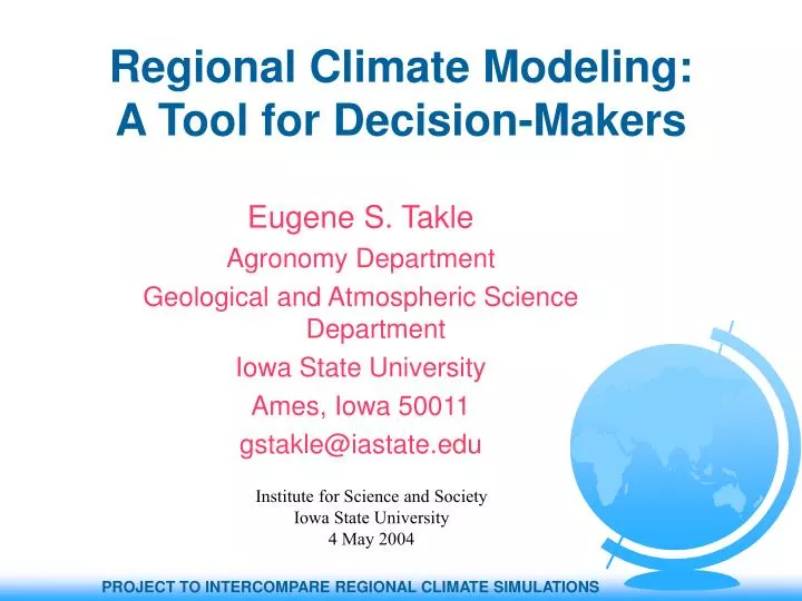 regional climate modeling a tool for decision makers