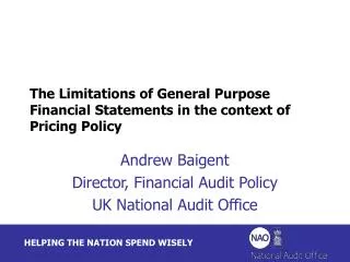 The Limitations of General Purpose Financial Statements in the context of Pricing Policy