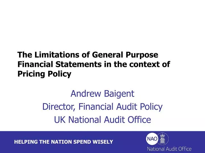 the limitations of general purpose financial statements in the context of pricing policy