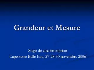 grandeur et mesure