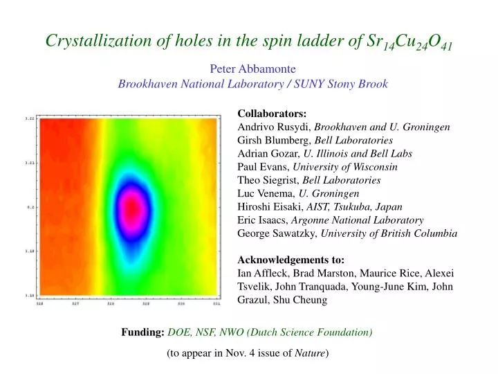 crystallization of holes in the spin ladder of sr 14 cu 24 o 41