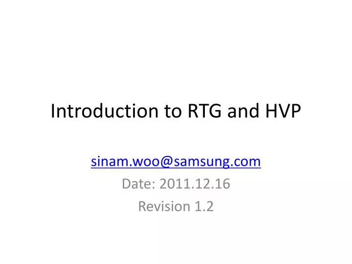 introduction to rtg and hvp